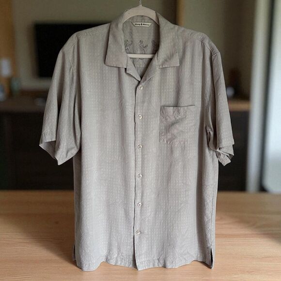 Tommy Bahama 100% Silk Camp Shirt – Bamboo Jacquard – Men’s M - Picture 1 of 8